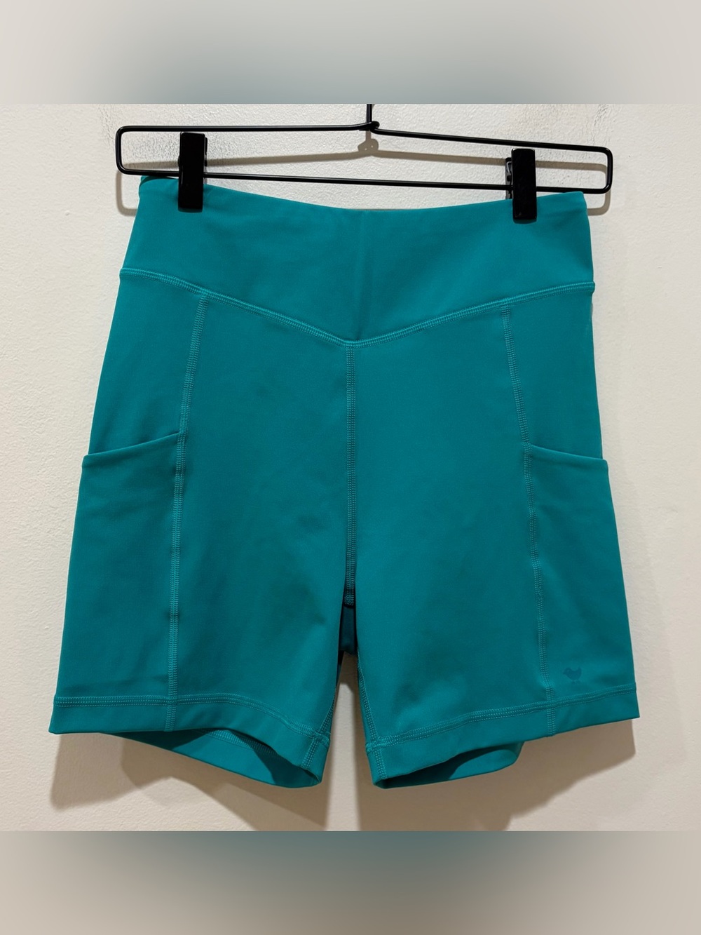 Bad Birdie Teal Green Athletic Bike Shorts with Pockets - Women’s Size Medium